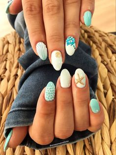 Summer nails, summer nail colors, summer nail designs, summer nail inspiration, summer acrylic nails, best summer nails, summer nails 2022 Cruise Nails, Beach Nail Designs, Beachy Nails, Unghie Sfumate, Cute Simple Nails, Simple Gel Nails, Summery Nails, Mermaid Nails, Cute Gel Nails