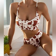 Never Worn, Brand New Swim Suit Top And Bottom. High Waisted Swimsuit. Available In Large Velvet Swimsuit, High Waisted Swimsuit, Swimsuits Outfits, Cute Bathing Suits, Cute Crop Tops, Swimsuits High Waisted, Cute Swimsuits, Print Swimsuit, New Print