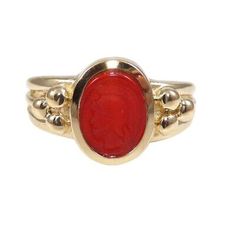 Solid 14K Yellow Gold Red Carnelian Carved Silhouette Cameo Ring Size 7.5  | eBay Red Ring, Star Wars Celebration, Red Carnelian, S Ring, Carnelian Ring, Cameo Ring, Ring Size 7, Red Gold, Silhouette Cameo