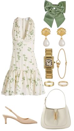 #outfitinspo #outfitideas #outfit #gucci #cartier #green #spring #elegant #oldmoney Money Blue Aesthetic, Old Money Life, Nails Routine, Dorothy Dandridge, Oufits Casual, Summer Green, Green Spring, Looks Style