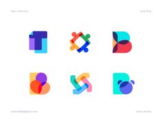 six different logos designed to look like they are made out of overlapping shapes and colors