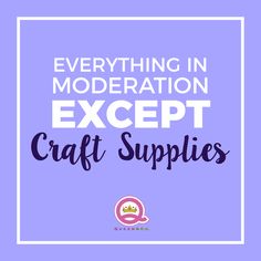 the words, everything in modern exception craft supplies on a purple background with an image of a