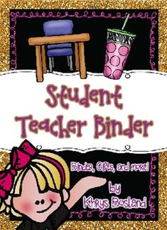 the student teacher bind book with gold glitter background and a girl holding a pink cup