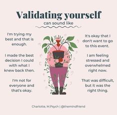 Validate Yourself, External Validation, Mental Health Facts, Mental Health Therapy, Self Care Bullet Journal, Writing Therapy, Emotional Awareness, Wholesome Memes