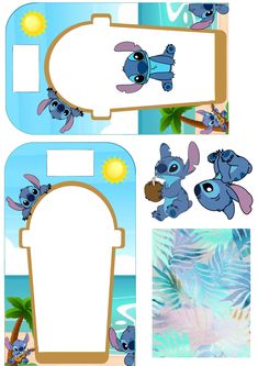 cut outs with images of stitcher from the movie stitchers, including an image of stitch