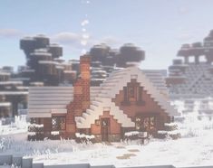 #winterhouse #winter #minecraft #minecraftbuilding Minecraft Interior Design, Bangunan Minecraft, Minecraft Cottage, Minecraft Medieval, Minecraft Room