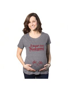 From my bump and me to you - Happy Thanksgiving!Maternity Bump's First Thanksgiving Tshirt Cute Funny Turkey Day Pregnancy Tee Dark Heather Grey Cute   Composite Fabric   Medium Stretch  Maternity Clothing, size features are:Bust: ,Length: ,Sleeve Length: Expecting Mom Shirts, Bumps First Christmas, Christmas Maternity Shirt, Christmas Maternity, Woman Meme, Funny Pregnancy Shirts, Christmas Pregnancy, Turkey Shirts, Thanksgiving Baby