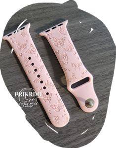 How To Engrave Silicone Watch Band With Cricut, Engraved Apple Watch Band Basketball, Apple Watch Bands Butterfly, Adjustable Pink Apple Watch Band For Everyday Use, Cute Apple Watch Bands, Pink Silicone Adjustable Watch Bands, Personalized Watches, Watch Engraving, Star Butterfly