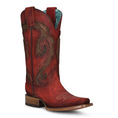 red cowgirl boots square toe Western Style Burgundy Boots With Round Toe, Western Burgundy Boots With Round Toe, Red Snip Toe Boots With Reinforced Heel, Western Burgundy Leather Boots, Western Red Square Toe Boots, Red Western Boots With Square Toe, Red Square Toe Western Boots, Western Style Boots With Snip Toe And Red Sole, Western Boots With Red Sole And Snip Toe