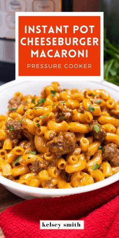 Cheeseburger Macaroni in a bowl garnished with fresh parsley. Instant Pot Cheeseburger Macaroni, Macaroni Hamburger, Macaroni Beef, Alabama Decor, Cheeseburger Macaroni, Hamburger Helper Recipes, Mustard Powder, Instant Pot Pasta Recipe, Pot Dinners