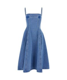 Marni Denim Dress | italist Fitted Cotton Mini Sundress, Cotton Denim Midi Dress For Casual Wear, Cotton Denim Midi Dress For Dress Down Occasions, Fitted Cotton Sundress Mini, Fitted Cotton Sundress Mini Dress, Fitted A-line Cotton Sundress, Cotton A-line Dress For Day Out, Cotton A-line Sundress, Summer Cotton Daywear Dresses