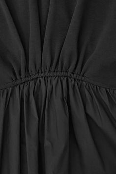 ASYMMETRIC GATHERED-WAIST MIDI DRESS - Black - Dresses - COS Black Asymmetrical Gathered Skirt, Black Voluminous Gathered Skirt, Cos Black Leather Bag, Avant-garde Black Dress With Asymmetrical Hem, Nyfw Runway, Poplin Skirt, Cos Black Dress, Womens Black Dress, Jersey Top