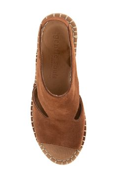 Elevate your warm weather looks with this espadrille-inspired wedge sandal with a supple suede upper above plush layers of PORON® and memory foam cushioning. 3" heel; 1" platform Memory foam cushioning Multilayered, PORON®-cushioned footbed with arch support Leather upper and lining/rubber sole Imported Natural Leather Wedge Sandals With Cork-bed Midsoles, Brown Cork-bed Wedge Sandals For Vacation, Brown Beach Wedge Sandals With Cork-bed Midsoles, Summer Wedge Heel Slingback Sandals With Cork-bed Midsoles, Synthetic Slip-on Wedge Sandals With Textured Sole, Espadrille Wedge, Wedge Sandal, Fabric Gift Bags, Blue Suede