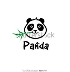 the panda logo with bamboo leaves on it's head, which is black and white