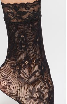 Lavish buds bloom across ornately rendered fishnet socks trimmed with dreamy scalloped lace sure to add a touch of romance to your look. Polyamide/elastane Machine wash, tumble dry Imported Fishnet Socks, Scalloped Lace, Romance, Socks, Nordstrom, Lace, Floral, Black