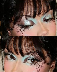 Fun Makeup Eye Looks, Makeup Looks Colorful Eyeliner, Eye Makeup Look Ideas, Winx Fairy Makeup, Fairy Inspo Makeup, Creative Fairy Makeup, Black Y2k Makeup Looks, Cute Makeup Designs, Crazy Graphic Liner