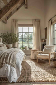 40 Neutral Bedroom Designs for an Earthy Aesthetic Master Rooms Bedrooms, Beige Guest Room Ideas, Guest Room Organic Modern, Ideas For Large Bedrooms, Country Home Aesthetic Bedroom, European Minimalist Bedroom, Bedroom Inspo Aesthetic Minimal, Natural Style Bedroom Ideas, White And Off White Bedroom