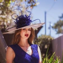 Spring 2019 Royal blue hat. Ivory hat. Kentucky Derby hat. | Etsy Elegant Summer Fedora With High Crown, Royal Ascot Fedora Costume Hats And Headpieces, Blue Panama Hat For Kentucky Derby, Chic Flat Brim Mini Hat For Races, Short Brim Straw Hat For Royal Ascot Races, Royal Ascot Straw Hat With Short Brim For Races, Royal Ascot Races Short Brim Straw Hat, Short Brim Hats For Royal Ascot Races, Royal Ascot Races Straw Hat With Short Brim