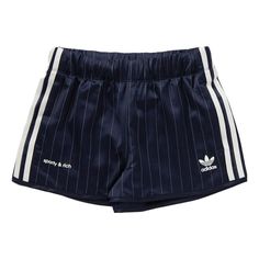 (WMNS) adidas Originals x Sporty & Rich Shorts 'Navy' IN5253 Adidas X Sporty And Rich, Vintage Adidas Shorts, Addidas Shorts, Adidas Shirt Outfit, Adidas Shorts Outfit, Sporty Style Outfits, Virtual Wishlist, Black Adidas Shorts, Running Outfits