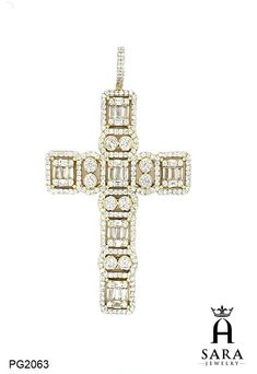 925 Sterling Silver Rhodium Plated / 14K Gold Plated Cross Baguette Stones Religious Pendant Color: Gold, Silver Fast Shipping - $459 Symbol Jewelry, Mens Crosses, Symbolic Jewelry, Crown Jewels, Cross Jewelry, Jewelry Rings Engagement, Cz Stone, Cross Pendant, Rhodium Plated