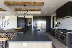 the kitchen is clean and ready to be used as a dining room or family room