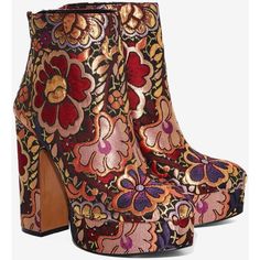 Tall Ankle Boots, Boots Png, Flower Boots, 70s Inspired Fashion, Funky Shoes, Boots Platform, Block Heel Ankle Boots, Block Heel Boots, Toe Boots