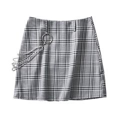 Gray Plaid Chain Skirt - Skirt Chain Skirt, Skirt Aesthetic, Egirl Fashion, Skirt Y2k, Kawaii Dress, Y2k Aesthetic Outfits, Gray Plaid, Plaid Design, Gray Skirt