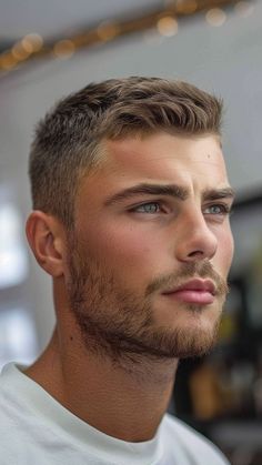 22 Layered Haircuts for the Contemporary Man Short Mans Haircut, Mens Blonde Short Hair, Men S Haircut Short, Men’s Short Haircut Styles, Short Hair Male Haircuts, Lads Haircuts, Mens Pushed Back Hair, Textured Crew Cut Men, Men Wedding Haircut