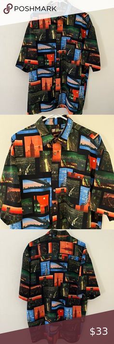 NYC 212 Urban Tech Uniform NYC Skyline All Over Print Button Down Shirt Men’s XL Button Down Shirt Men, Nyc Skyline, Shirt Men, All Over Print, Button Downs, Button Down Shirt, Mens Shirts