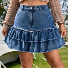 New Never Worn Size 4x (20) Denim Skirt Pattern, Diy Jeans Crafts, Monster High Costume, Shein Skirts, Embellished Clothing, Skirts Denim, Upcycle Jeans, Denim Crafts, Jeans Diy