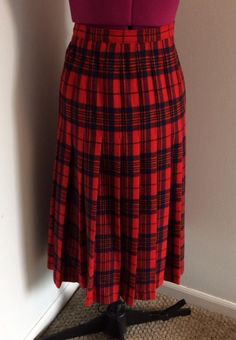 Vintage Pendleton Leslie Tartan Plaid Pleated Skirt 28 | Etsy Fitted Accordion Pleat Skirt For Winter, Scottish Style Fitted Pleated Skirt For Fall, Fall Scottish Pleated Skirt, Classic Red Winter Skirt, Fitted Red Pleated Skirt For Winter, Red Scottish Style Fitted Bottoms, Red Tartan Fitted Bottoms, Red Fitted Pleated Skirt For Fall, Fitted Red Pleated Skirt For Fall