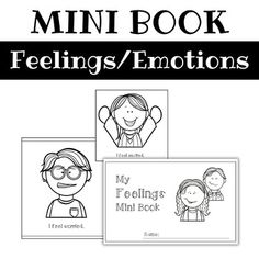 the mini book feelings / emotions coloring pages are shown in black and white with text