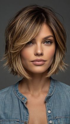 Revamp Your Look with Layered Wavy Lob Short Layered Haircuts 🌼 Face Framing Lob, Lob With Face Framing Layers, Short Bob With Layers, Long Bob With Layers, Short Layered Haircuts For Women, Bob With Layers, Shortish Hair, Styles Short Hair, Layered Haircuts For Women