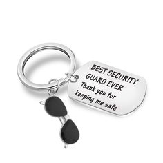 a keychain that says, best security guard ever thank you for keeping me safe