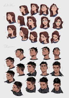 various poses and expressions for the character's head