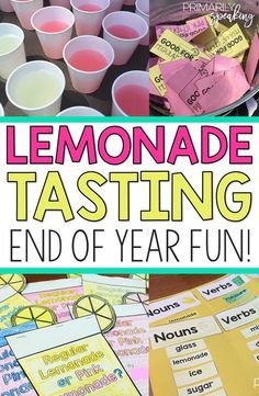 the lemonade tasting end of year fun activity is great for kids and adults alike