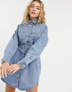 Denim Essentials, Corset Dress, Denim Blue, Stretch Denim, Denim Dress, Stylish Outfits, Blue Denim, Latest Trends