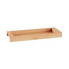 an empty wooden tray on a white background