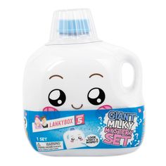 a gallon of laundry liquid with an adorable face