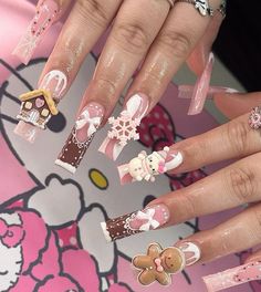 Acrylic Nail Designs Coffin, Grunge Nails, Really Cute Nails, Long Acrylic, Coffin Nails Long