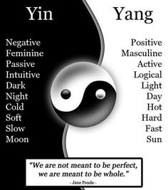 the yin symbol is shown in black and white, with words above it that read