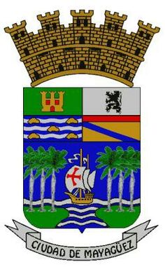 the coat of arms of the city of mayocaquet, philippines is shown in this image