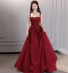 Flowy Burgundy Dress, Prom Evening Dress With Fitted Bodice And Glitter Tulle, Floor-length Glitter Tulle Evening Dress For Wedding, Glitter Tulle Evening Dress With Fitted Bodice For Prom, Prom Tulle Gown For Gala, Wedding Evening Dress In Glitter Tulle, Floor-length, Tulle Gown For Prom Gala, Gala Prom Tulle Evening Dress