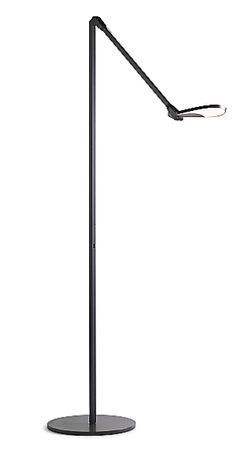 a black floor lamp on a white background