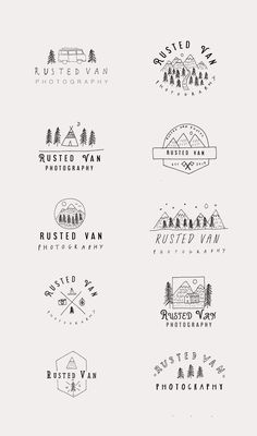 the logos for photographers are designed in black and white, with an image of trees