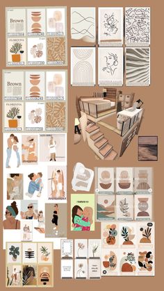 a collage of photos and drawings with various items