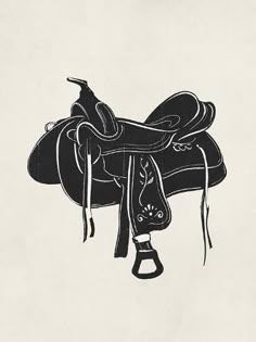 a black and white drawing of a saddle on a horse's bridle