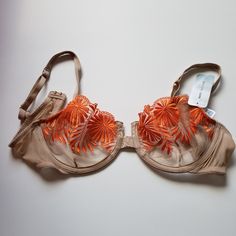 Wacoal Bra Size 34c Orange And Nude Lace See Through New With Tags So Sexy Full Cup Beige Bra For Summer, Summer Full Cup Beige Bra, Beige Fitted Bra For Beach, Fitted Beige Bra For Beach, Beige Full Cup Bra For Summer, Spring Beige Full Cup Bra, Sheer Bra For Party In Spring, Sheer Party Bra For Spring, Spring Sheer Fitted Bra