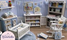 a dollhouse bedroom with furniture and accessories