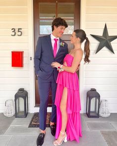 Details： Product :gh2876 Fabric：chiffon Color：as picture,Custom color Back Details:zipper Hot Pink Prom Look, Pink Prom With Date, Pink Prom Dress And Date, Pink Prom Pictures, Prom Date Pics, Prom With Date, Hot Pink Prom Couple, Pink Prom Dress Couple, Hot Pink Prom Dress Couple